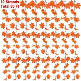 img 2 attached to 🍁 80 FT Silk Maple Leaf Garland: 10 Pack Fall Decor for Thanksgiving, Halloween, Wedding and Garden Parties