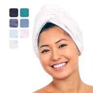 aquis original hair turban: effortlessly dry hair hands-free with microfiber towel in white (10 x 27 inches) logo