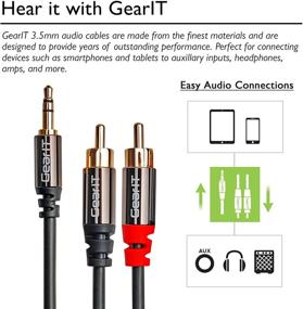 img 2 attached to 🔌 50ft Premium Gold Plated 3.5mm to RCA Audio Stereo Cable by GearIT Pro Series - Headphones, Home System, Car Stereo, iPods, iPhones, MP3 Players & More - Black