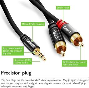 img 1 attached to 🔌 50ft Premium Gold Plated 3.5mm to RCA Audio Stereo Cable by GearIT Pro Series - Headphones, Home System, Car Stereo, iPods, iPhones, MP3 Players & More - Black