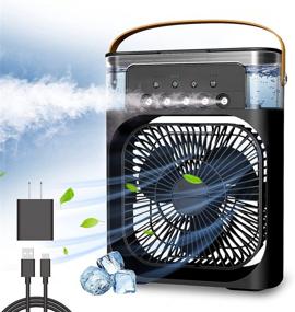 img 4 attached to NTMY Portable Personal Air Cooler with LED Light - Mini Evaporative Cooler for Desk, Nightstand, or Coffee Table - 3 Wind Speeds, 3 Spray Modes - 1/2/3 H Timer