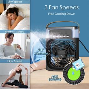 img 3 attached to NTMY Portable Personal Air Cooler with LED Light - Mini Evaporative Cooler for Desk, Nightstand, or Coffee Table - 3 Wind Speeds, 3 Spray Modes - 1/2/3 H Timer