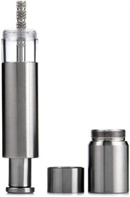 img 1 attached to Stainless Steel Push Button Salt and Pepper Grinder Set - Modern Design Thumb Grinder for Black Pepper, Sea Salt, Himalayan Salt and Spices