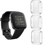 📱 suoman 3-pack clear tpu bumper case for fitbit versa 2 - all-around protection, screen protector included логотип