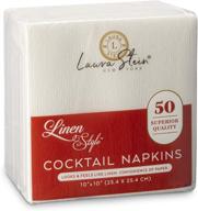 🍸 laura stein linen style white cocktail napkins (50 pack): disposable, soft & highly absorbent napkins for parties, weddings, events & home logo