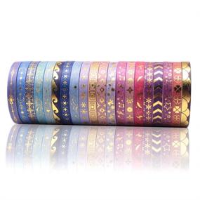 img 1 attached to 📦 N-E Thin Purple Washi Tape - 20 Rolls 5mm Gold Foiled Skinny Washi Tape Set, Pretty Star Washi Tape for Bullet Journal, Scrapbook, Gift Packaging, and DIY Crafts