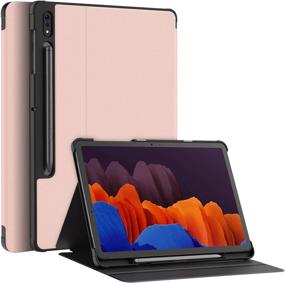img 4 attached to 📱 Pink Premium Shockproof Stand Folio Case for Samsung Tab S7 FE / S7 Plus [SM-T730/T736B/T970/T975/T976/T978] - S Pen Holder - 12.4 inch Tablet, Galaxy Tab S7 FE 2021/ S7 Plus 2020