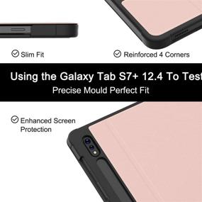 img 1 attached to 📱 Pink Premium Shockproof Stand Folio Case for Samsung Tab S7 FE / S7 Plus [SM-T730/T736B/T970/T975/T976/T978] - S Pen Holder - 12.4 inch Tablet, Galaxy Tab S7 FE 2021/ S7 Plus 2020