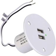 🔌 high-speed charging dual usb outlet for rv trailer camper boat marine motorhome - facon rv usb charger socket power, 5v / 2.4a with recessed mount & green indicator light (white) logo