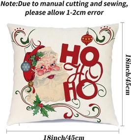 img 3 attached to 🎄 Vintage Farmhouse Christmas Decor Pillow Covers - Set of 4, 18 x 18 Inches, Square Linen Cushion Cases for Winter Holiday Home Decoration