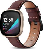 стильные тонкие ретро-кожаные ремешки для fitbit versa 3 и fitbit sense - «winered», универсальная замена браслета на запястье от maledan. логотип