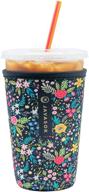 keep your iced coffee cool with the java sok reusable neoprene insulator sleeve (english garden picnic v2, medium: 24-28oz) логотип