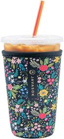 img 1 attached to Keep Your Iced Coffee Cool with the Java Sok Reusable Neoprene Insulator Sleeve (English Garden Picnic V2, Medium: 24-28oz)