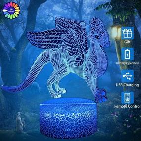 img 3 attached to 🐉 MELAO Dragon Night Light for Kids: Dimmable 3D LED Lamp | 16 Colors + 7 Colors Changing | Touch & Remote Control | Best Dragon Toys Birthday for Boys Girls