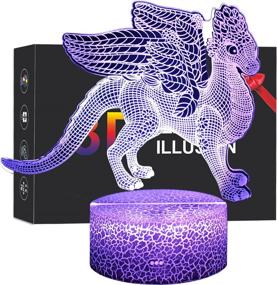 img 4 attached to 🐉 MELAO Dragon Night Light for Kids: Dimmable 3D LED Lamp | 16 Colors + 7 Colors Changing | Touch & Remote Control | Best Dragon Toys Birthday for Boys Girls