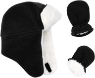 sherpa lined baby winter hat and mittens set - toddler 🧣 hats and gloves for boys and girls - infant hat and mitten set logo