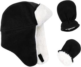 img 4 attached to Sherpa Lined Baby Winter Hat and Mittens Set - Toddler 🧣 Hats and Gloves for Boys and Girls - Infant Hat and Mitten Set