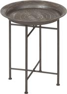 🔨 round pewter hammered metal accent table by kate and laurel mahdavi, 16.5" diameter logo