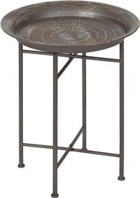 img 3 attached to 🔨 Round Pewter Hammered Metal Accent Table by Kate and Laurel Mahdavi, 16.5" Diameter