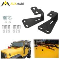 🔧 auxmart high lift jack mount hood bracket replacement for jeep wrangler cj 1944-1986/ yj 1987-1995/tj 1997-2006- pair, black: secure and stylish mounting solution logo