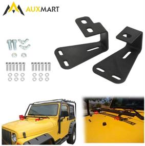 img 4 attached to 🔧 AUXMART High Lift Jack Mount Hood Bracket Replacement for Jeep Wrangler CJ 1944-1986/ YJ 1987-1995/TJ 1997-2006- Pair, Black: Secure and Stylish Mounting Solution
