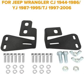 img 2 attached to 🔧 AUXMART High Lift Jack Mount Hood Bracket Replacement for Jeep Wrangler CJ 1944-1986/ YJ 1987-1995/TJ 1997-2006- Pair, Black: Secure and Stylish Mounting Solution