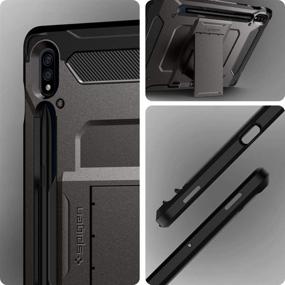 img 2 attached to 🔒 Spigen Tough Armor Pro Designed for Galaxy Tab S7 Case with S Pen Holder (Gunmetal): Ultimate Protection for your 2020 Tablet