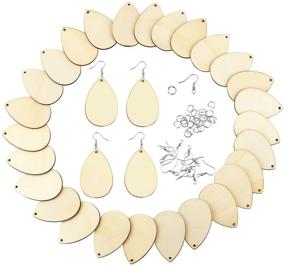img 4 attached to 🔨 DIY Crafts Supplies: Twdrer 100PCS Unfinished Wood Teardrop Earring Pendant Set with Hooks and Rings - Perfect for Jewelry Making Projects