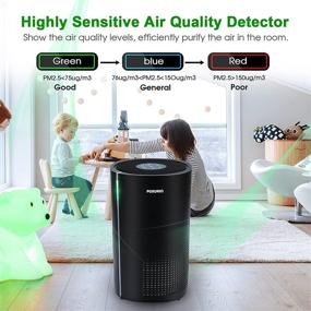 img 1 attached to 🏢 POXURIO Air Purifier - H13 HEPA Air Filter for Large Home Rooms, 22db Filtration System, Odor Eliminators with Air Sensor for PM2.5, Remove 99.97% Dust & Smoke - Perfect for Living Rooms and Offices (Black)