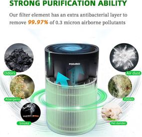 img 3 attached to 🏢 POXURIO Air Purifier - H13 HEPA Air Filter for Large Home Rooms, 22db Filtration System, Odor Eliminators with Air Sensor for PM2.5, Remove 99.97% Dust & Smoke - Perfect for Living Rooms and Offices (Black)