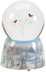 img 1 attached to Декоративный снежный шар из смолы: ❄️ 5-дюймовые музыкальные зимние кардиналы, сморщенный белый.
