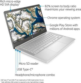 img 3 attached to 💻 14-inch HD Laptop, Intel Celeron N4000, 4 GB RAM, 32 GB eMMC, Chrome (HP Chromebook 14a-na0020nr, Ceramic White)