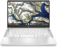 💻 14-inch hd laptop, intel celeron n4000, 4 gb ram, 32 gb emmc, chrome (hp chromebook 14a-na0020nr, ceramic white) logo