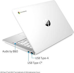 img 2 attached to 💻 14-inch HD Laptop, Intel Celeron N4000, 4 GB RAM, 32 GB eMMC, Chrome (HP Chromebook 14a-na0020nr, Ceramic White)