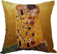 🖼️ moslion gustav klimt's the kiss throw pillow cover: stylish home decor for couch/sofa/bedroom logo