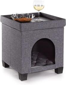 img 3 attached to Pawristocrat Multifunctional Pet House Ottoman with Tray Table - Large Cat Cube Condo and Bed - Fully Washable Mat - Premium Pet Furniture