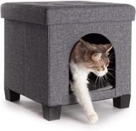 pawristocrat multifunctional pet house ottoman with tray table - large cat cube condo and bed - fully washable mat - premium pet furniture logo