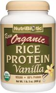 🌱 organic rice protein vanilla powder, 1 lb 5 oz, low carbohydrate vegan protein, raw, certified kosher & keto-friendly, chemical-free, non-gmo, gluten-free, digestion-friendly nutribiotic logo