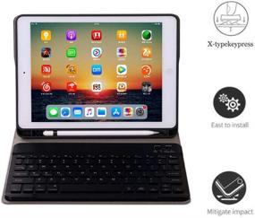 img 3 attached to Optimized Wireless Bluetooth Keyboard Case with Pencil Holder for iPad 8th/7th Generation 10.2 inch - Slim Folio Cover (Black)