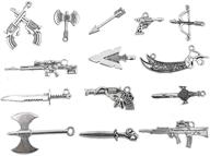 🔫 alimitopia punk diy jewelry making charm pendant set - weapons charm gun arrow sword axe arms - for necklace bracelet accessaries (14pcs, silver tone) logo