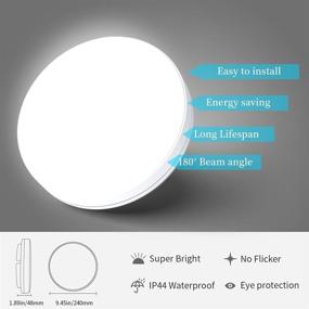 img 3 attached to 🔆 Airand 5000K LED Ceiling Light Flush Mount 18W 1650LM Round LED Ceiling Lamp for Kitchen, Bedroom, Bathroom, Hallway, Stairwell, 9.5'' - Waterproof IP44, 80Ra, 150W Equivalent (Daylight White)