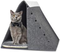 🐱 oppodream indoor cat house: cozy felt pet house with removable cushion, scratch resistant - 13"x15.7"x13.8" size logo