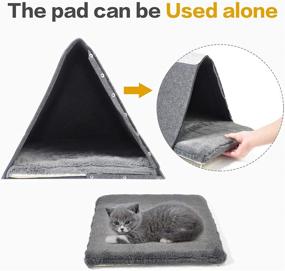 img 1 attached to 🐱 OPPODREAM Indoor Cat House: Cozy Felt Pet House with Removable Cushion, Scratch Resistant - 13"x15.7"x13.8" Size