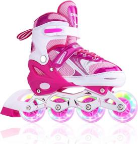 img 4 attached to 🌈 Enobar Children’s Inline Skates: Adjustable, Light Up Wheels for Girls & Boys - Perfect for Outdoor and Indoor Fun!