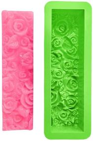 img 4 attached to 🌹 Medium Size 3D Embossed Silicone Rose Soap Mold Loaf - Floral Rectangle with Rose Petal Design - 1lb 5oz Loaf