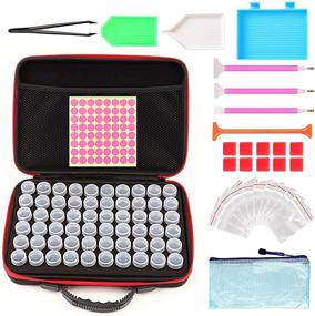 img 4 attached to 🔘 LAMPTOP 60 Slot Diamond Painting Case Tools - Complete Organizer and Accessory Set with 30pcs Diamond Painting Tools for DIY Art Craft