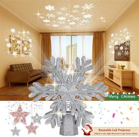 img 1 attached to Shine Bright with the 2021 Lighted Snowflake Projector Christmas Tree Topper in Silver Snowflake Design