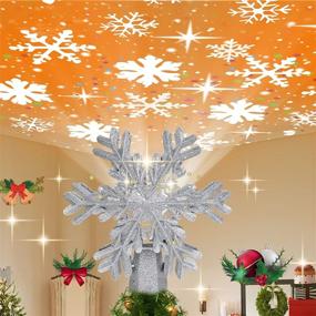 img 4 attached to Shine Bright with the 2021 Lighted Snowflake Projector Christmas Tree Topper in Silver Snowflake Design