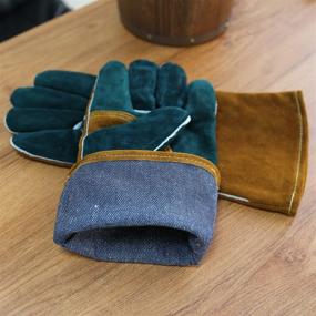 img 1 attached to 🔥 Fireplace Green Welding Gloves: 14 Inch, Highly Resistant