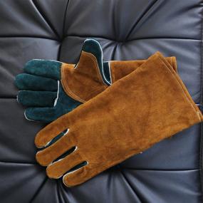 img 2 attached to 🔥 Fireplace Green Welding Gloves: 14 Inch, Highly Resistant